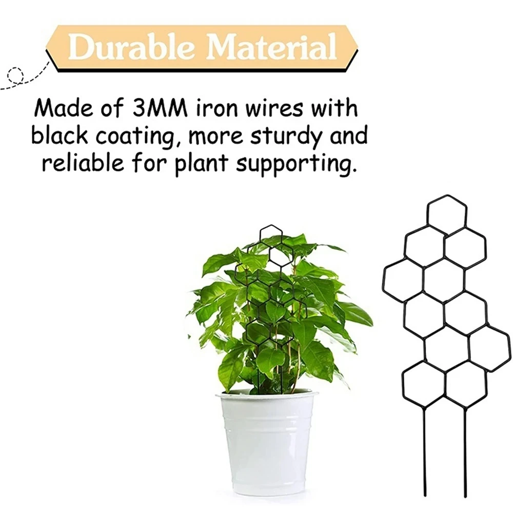 Metal Honeycomb Shape Plant Trellis for Climbing Hexagon Stake Indoor Home Plants Supporter Balcony Climbing Plant Metal Rack climbing plant trellis