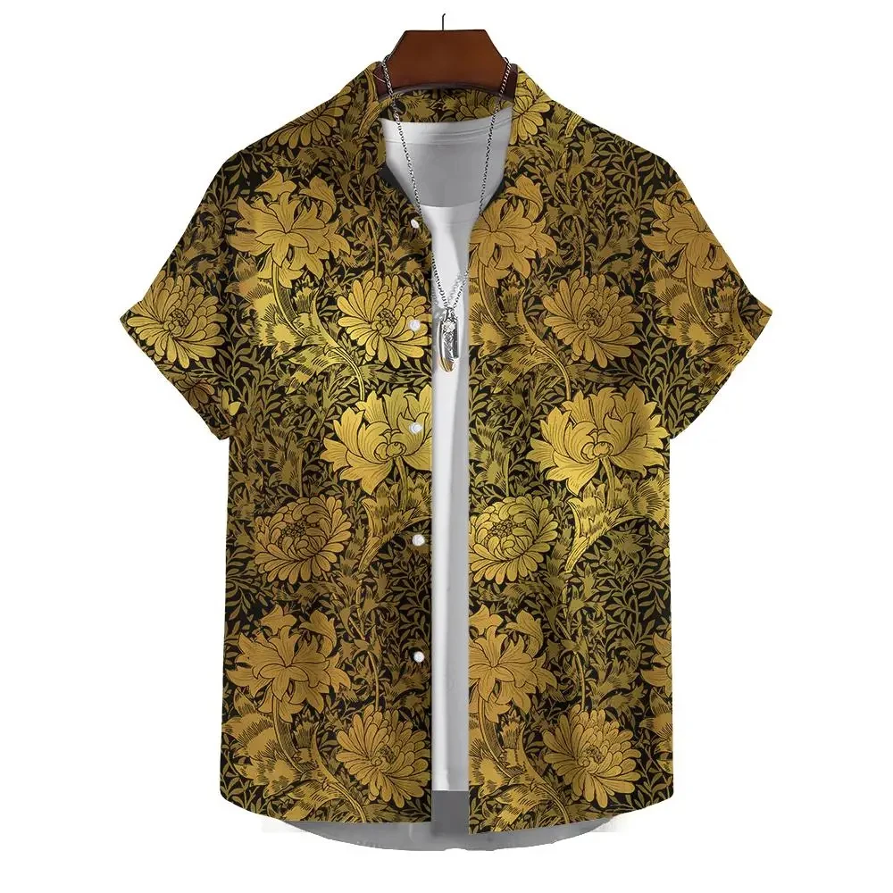 thumbnail image 1 of Camisa hawaiana de playa para hombre, nueva camisa con estampado 3D de flores para exteriores, de manga corta, con botones y cuello abatible, 2024, 1 of 5