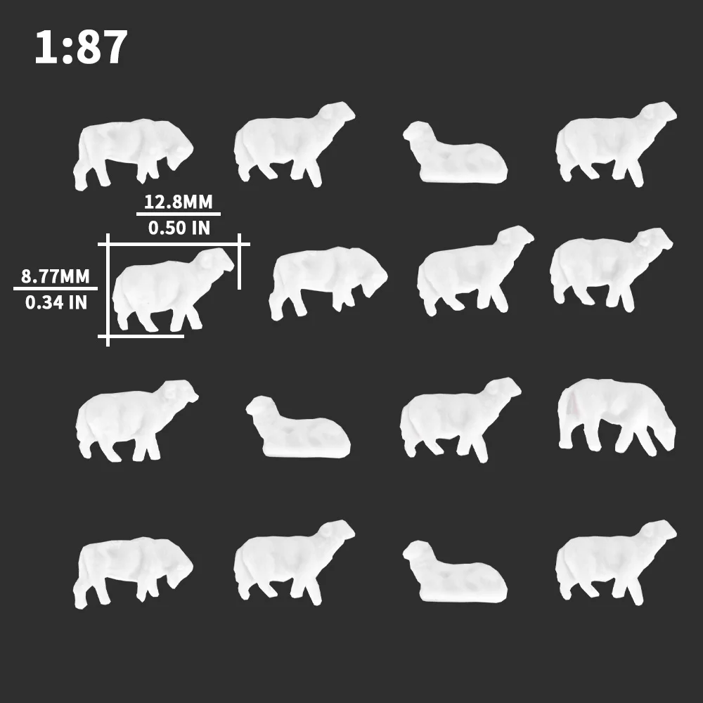 Simulation Mini Schaf Tiere Modell Maßstab 1:87 1:150 für DIY Sand Tisch Farm Szene Layout Diorama Materialien 30pcs