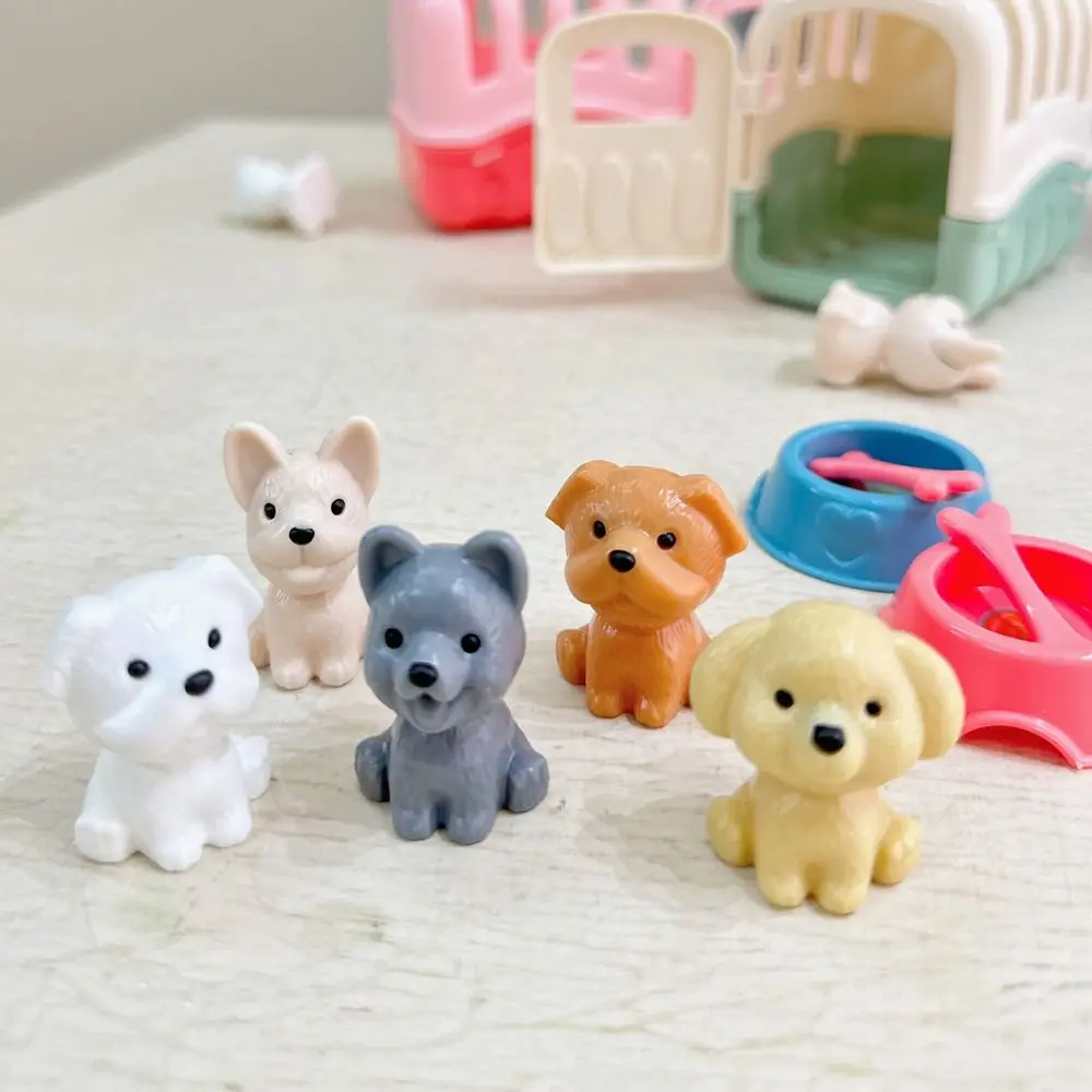 Playing House Pet Basket Dog Set Scene Playing Family Toys Dog Dollhouse Cartoon Miniature Dog Cage Toys Birthday Gift
