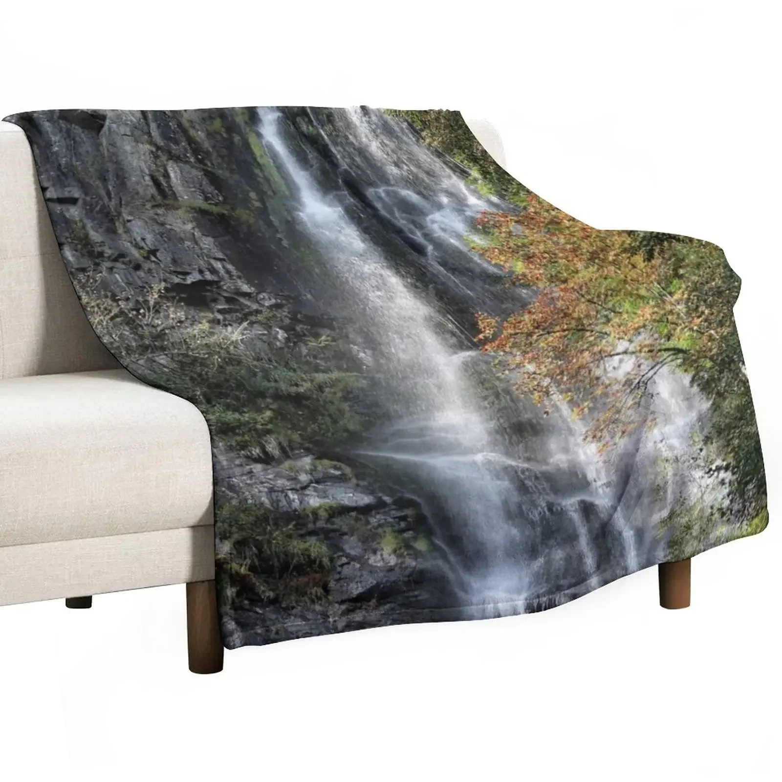 

Pistyll Rhaeadr, Waterfall Throw Blanket Camping Bed Blankets Sofas Of Decoration Luxury Blankets
