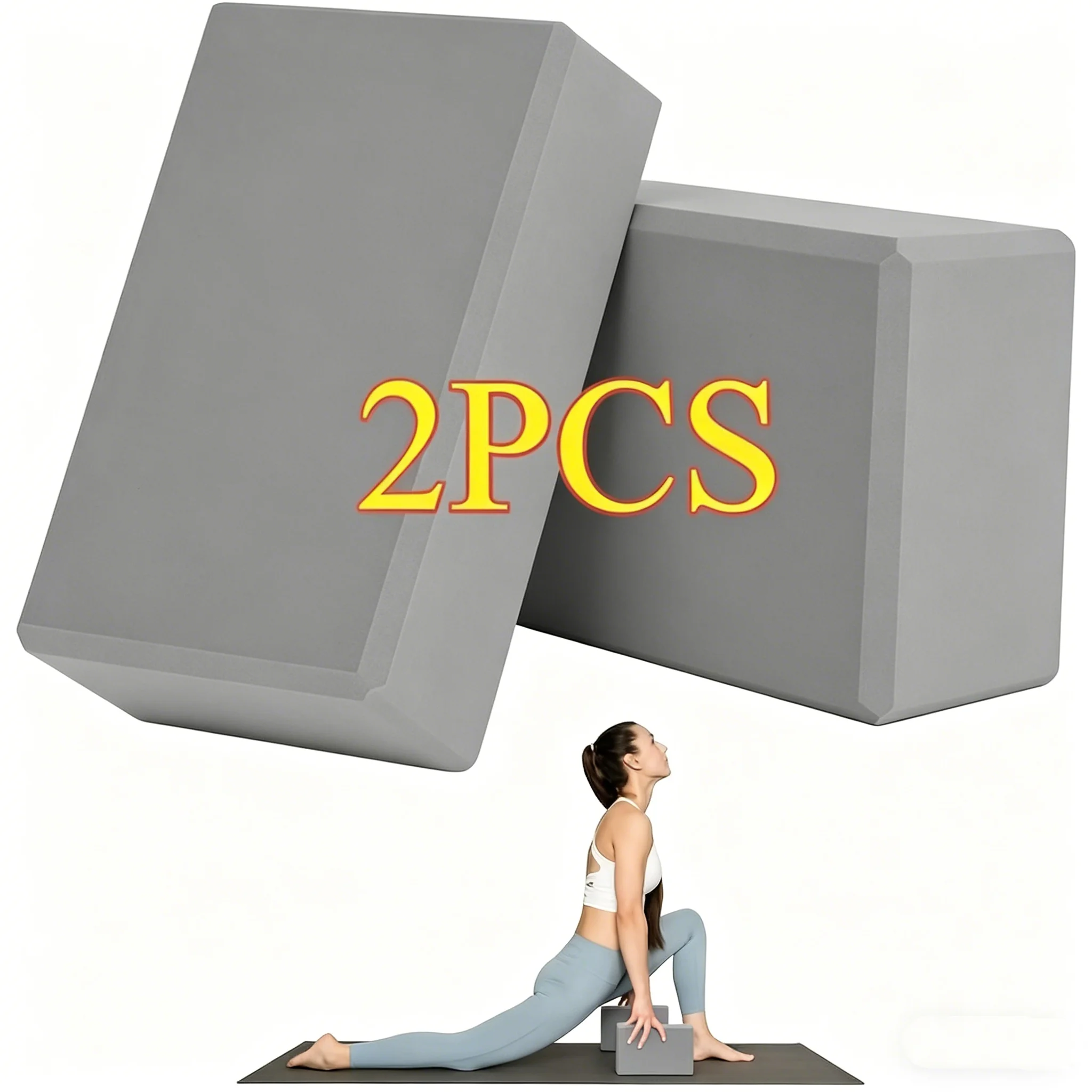 Set of 2 High-Density Foam Yoga Blocks - Lightweight, Supportive, and Odor-Free