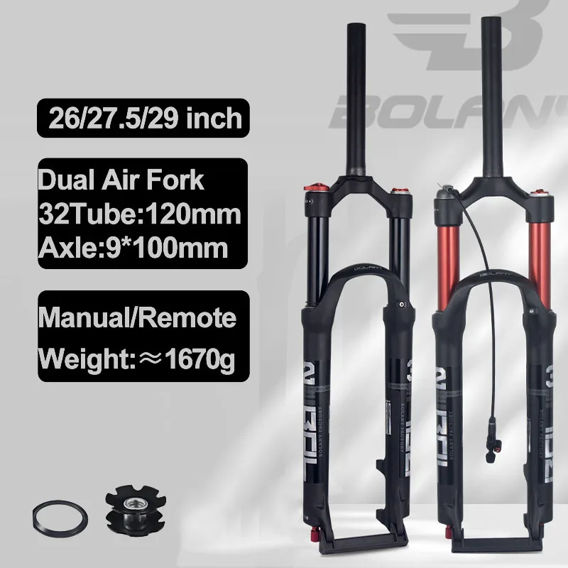 

Bolany Air Suspension 29 mtb Bike Fork Bicycle Front Straight Tube 26/27.5/29inch Magnesium Alloy Quick Release Bicycle Parts