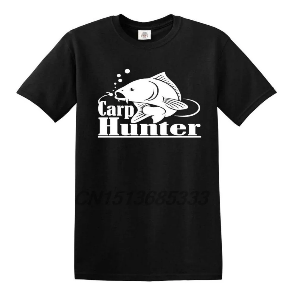 

Carp Hunter Front Men Print T-shirt Crew Fishing Pike Trout Unisex Retro Tee Shirts Vintage Graphic High Quality Man Tshirts