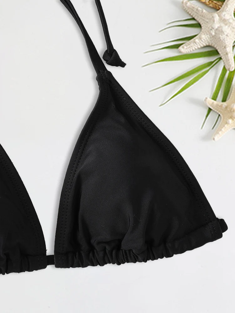 2Pc/Set 2024 Fashion Sexy Swimsuit Women Bikinis Set Triangle Swimwear String Beachwear Thong One Piece Suits Brazilian Biquini 5