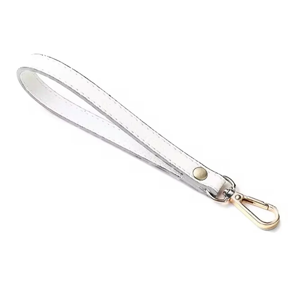 Elegant Silver/Gold PU Leather Wrist Strap – Adjustable Solid Color Purse Handle Replacement Accessory