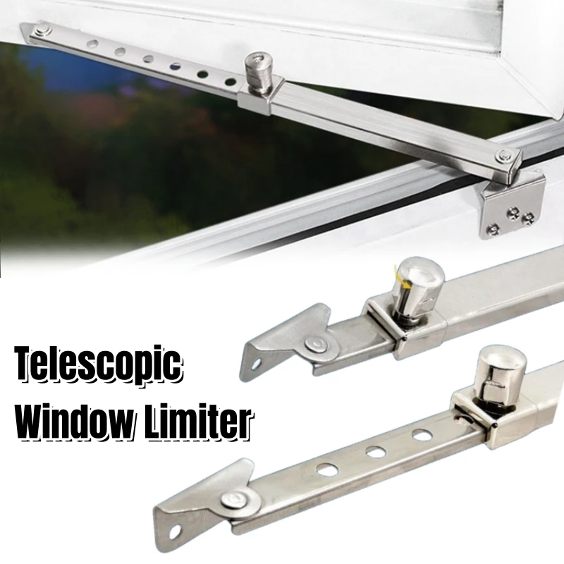 1pc Telescopic Window Limiter Stainless Steel Angle Controller Security Gusset Fixed Sliding Support,Door And Window Accessories