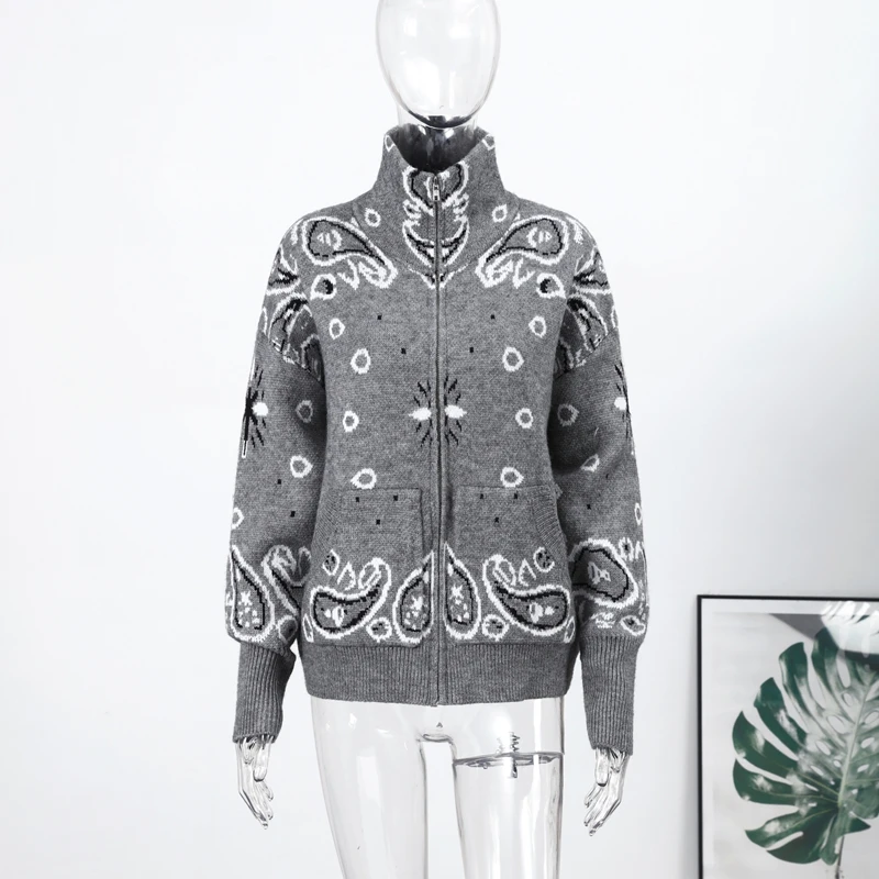 Boho Women's Knit Jacquard Cardigans Stand Collar Zipper Full Sleeve Female Sweater 2026 Autumn Lady Fashion Cozy Knitwear New 8 S07fa58b1c8c84586adceb7131b6bffb8L