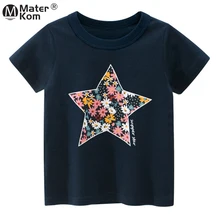 

Children Short Sleeve TShirts Tops with Flowers Print Casual Cotton Tees Summer Kids Clothes Clothing for Girls 2-7y poleras