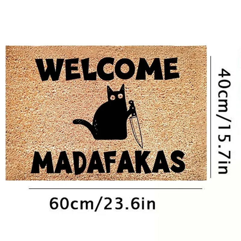 Kitchen Floor Mat Dark Cat Welcome Madafakas Full Print Doormat Home Decor Kitchen Bathroom Decor Fun Gifts For floor mat kitchen rug