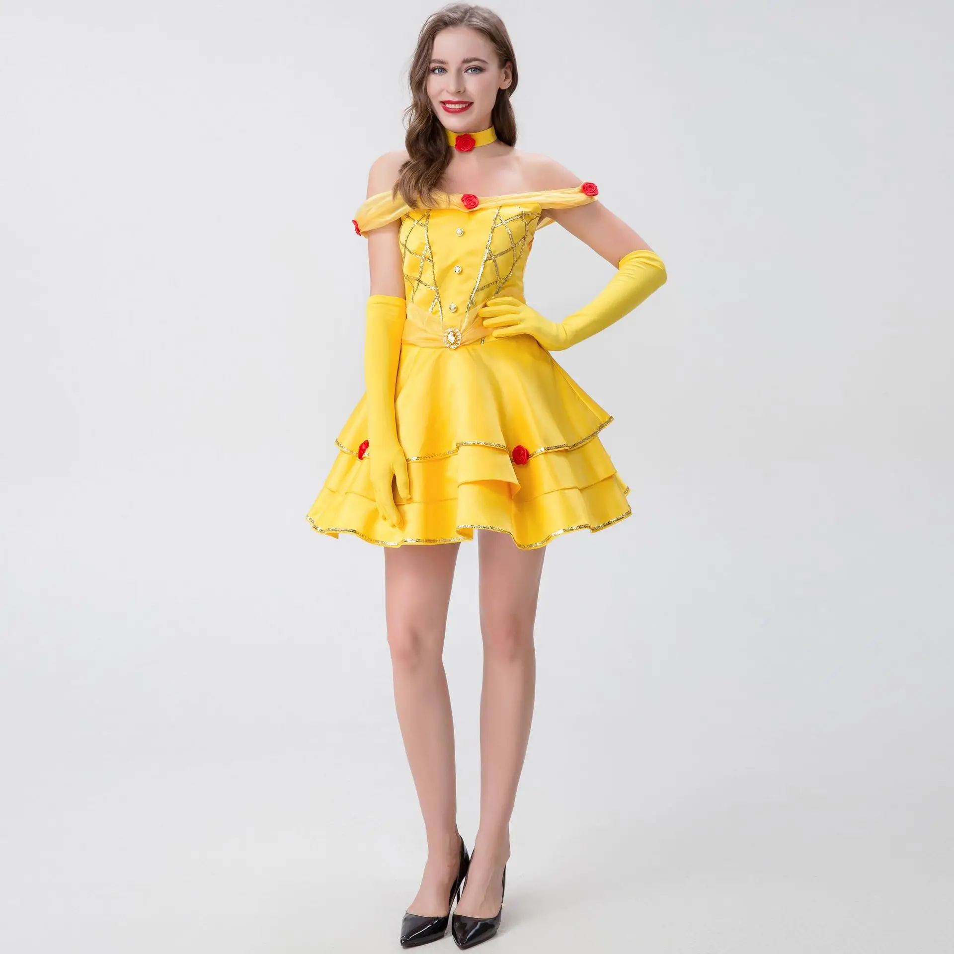 Princess Cosplay Costume Adult Belle Fairy Tale Fancy Dress