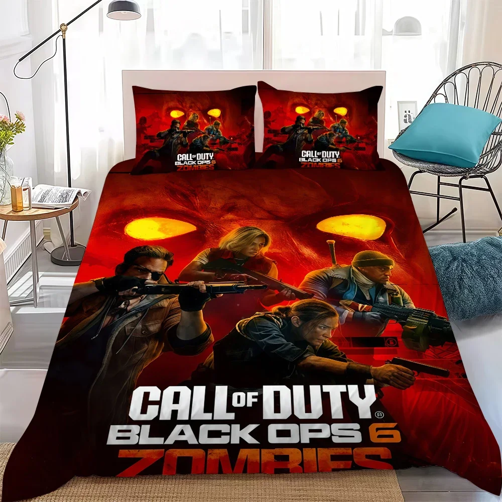 C-Call D-Duty Black O-Ops 6 Game Duvet Cover Set Soft Wash Cotton Bed 3 Piece Summer Comfortable Student Dormitory Home Bedding