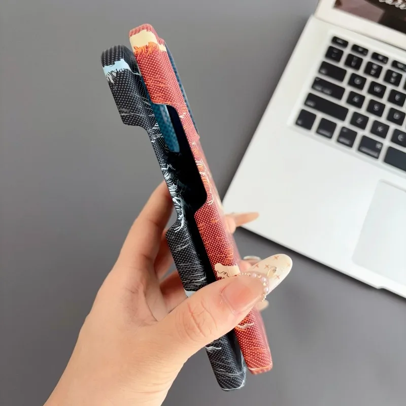 Stylish Shockproof Carbon Fiber Magnetic Case with Matte Finish