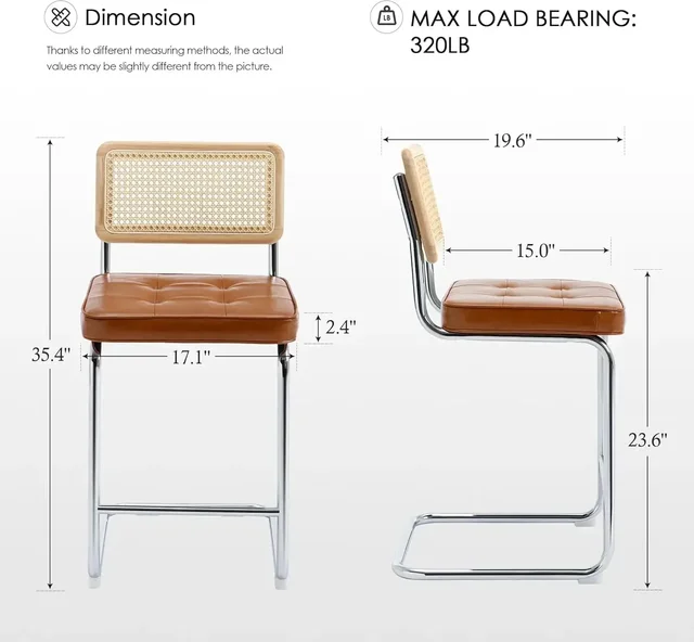 24'' Modern Counter Height Stools Set of 2 3