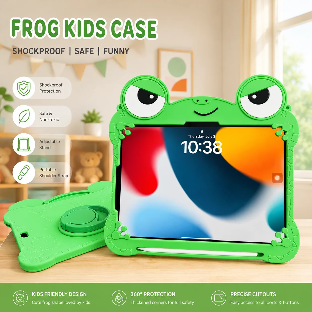 Adorable 3D Cartoon Frog Soft Silicone Tablet Cover