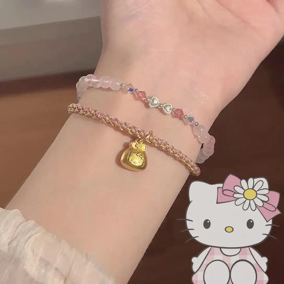 

New Anime Sanrio Beaded Folding Cartoon Bracelet HelloKitty Cute High end Delicate and Versatile Bracelet A Gift for My Friend