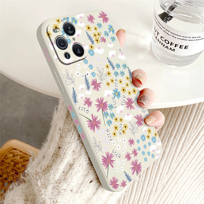 Elegant Floral Pattern Liquid Silicone Phone Case - Fashionable Flower Design