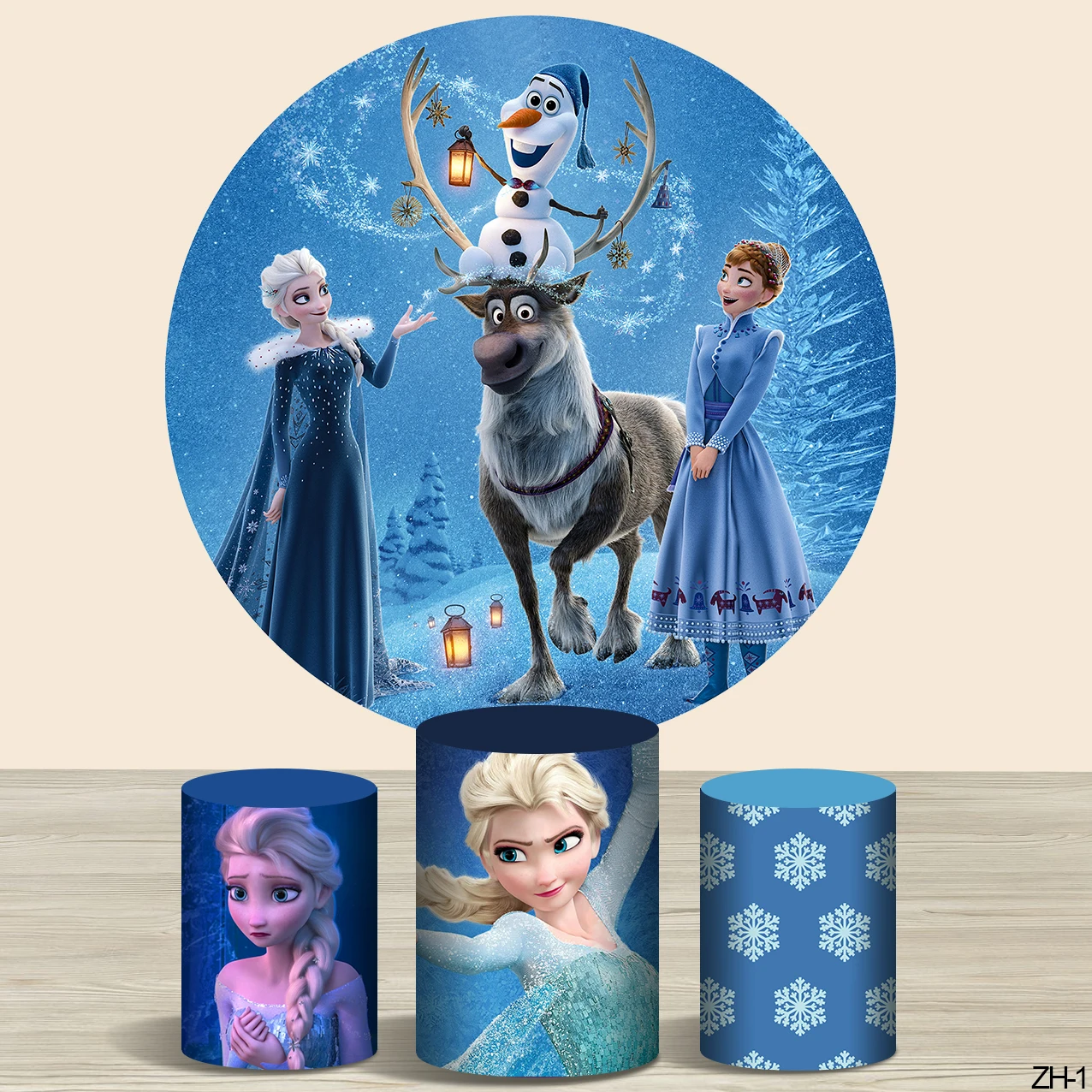 

Disney Frozen Elsa Anna Princess Circle Backdrops Girls Kids Happy Birthday Party Round Background Baby Shower Cylinder Covers