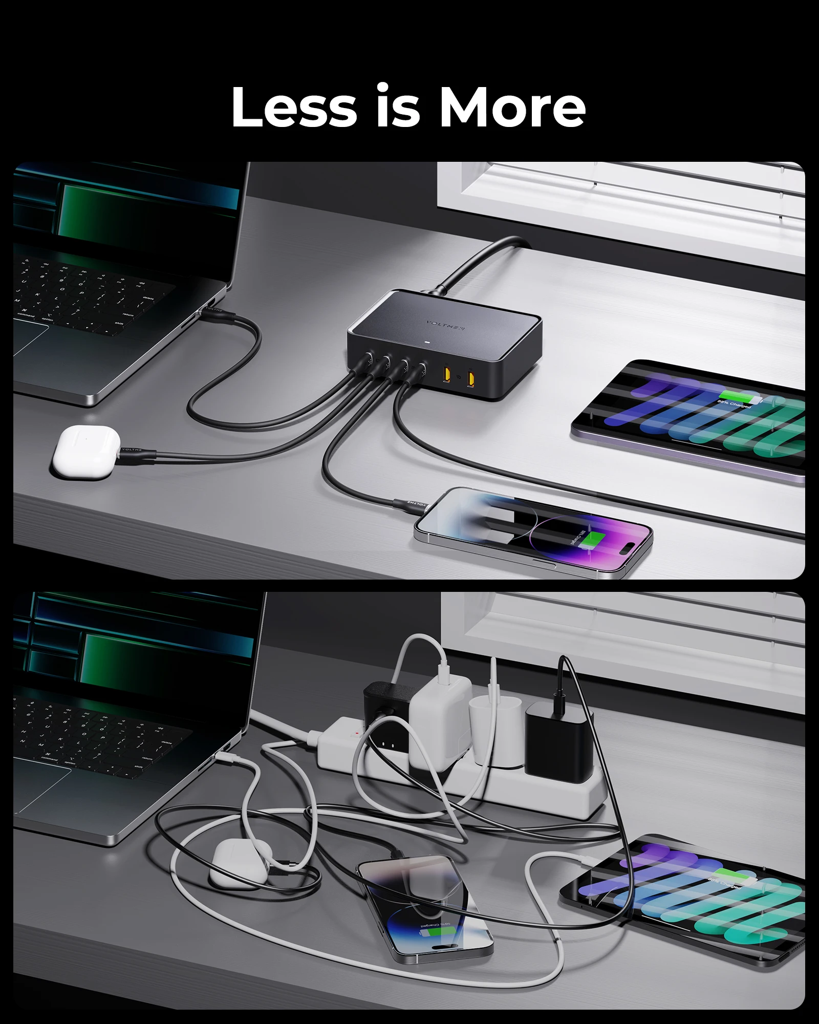 VOLTME 240W USB C 充電器 GaN 6 ポート デスクトップ高速充電