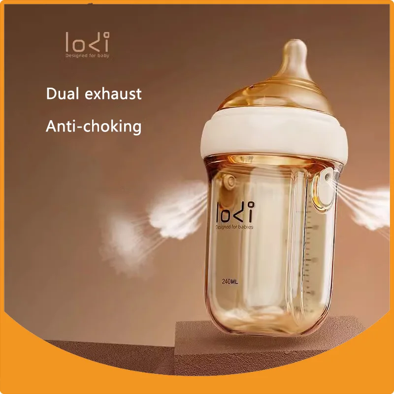 LODI Little Elephant Baby Bottle Wide Mouth PPSU Removable/Washable Bottle Double row of air holes Nipple/0-6months