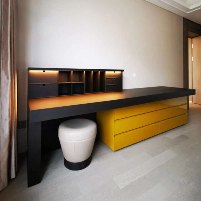 

Modern Desk Bedroom Minimalist Dressing Table Light Luxury Dresser Retractable Integrated Computer Desk Customization