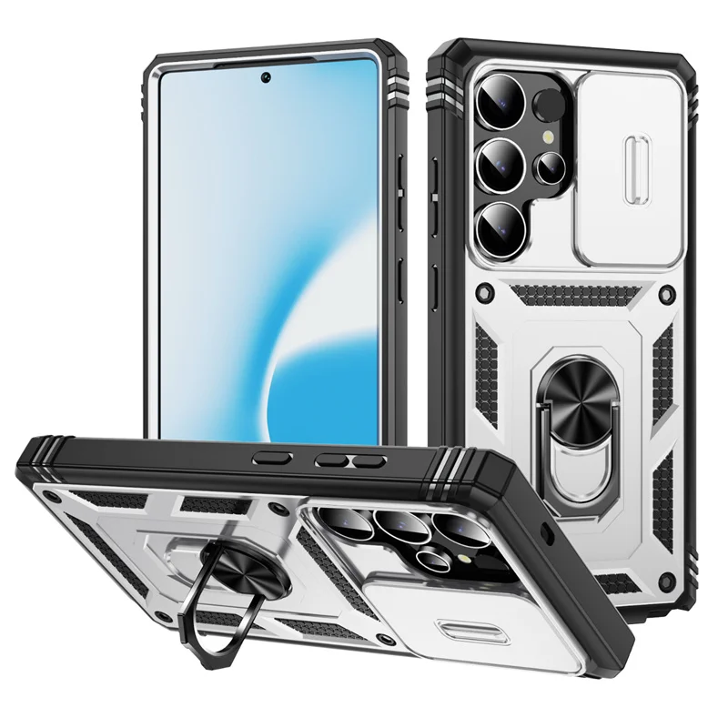 Heavy Duty Armor Phone Case with Lens Protection and Built-in Stand