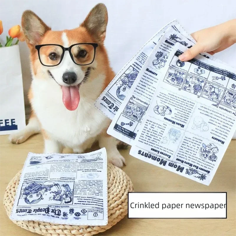 Interactive Squeaky Dog Chew Toy-Tearproof Simulated Newspaper Playing Cards For Corgi Teddy Small Puppy GWJ31_voghion.com