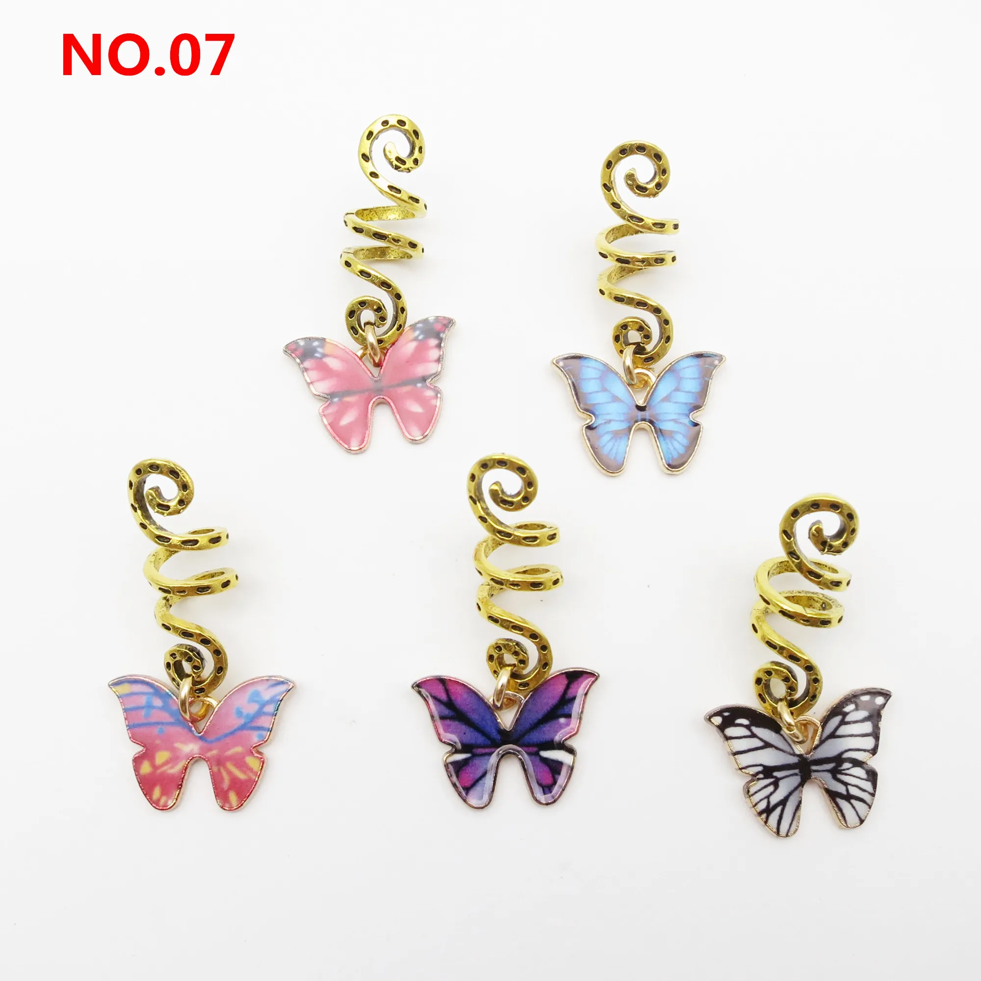 5Pcs/Pack Butterfly Pendant African Hair Braid Dread Dreadlock beads Rings French Twist Hair Accessories Hair Braiding Tool 6