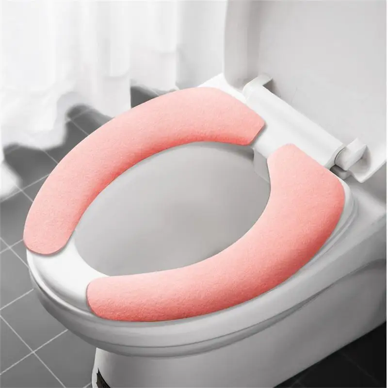 Universal Adhesive Toilet Pad Flannel Toilet Seat Covers Reusable Toilet Seat Filling Washable Bathroom Mat Seat Cover 4