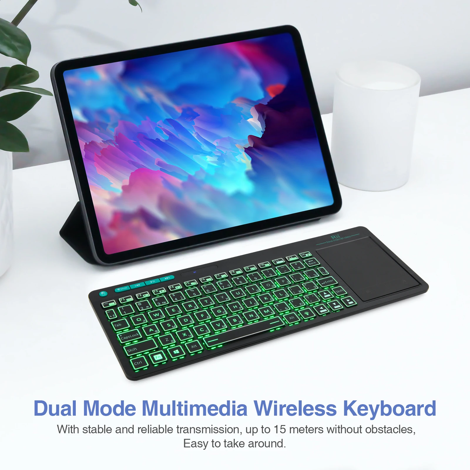 Teclado Retroiluminado sem Fio Mini Bluetooth Russo Multi-touch para Smart tv Android tv Boxiptv Htpcpc Rii-k18s - Imagem 3