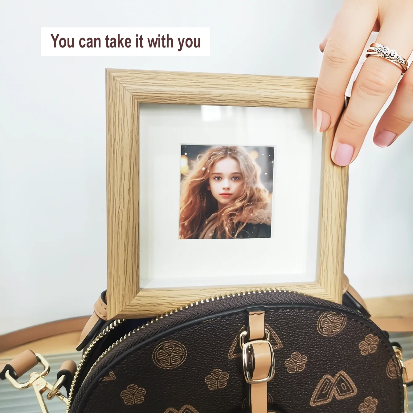 Mini Photo Shadow Box Frame 1.5cm Hidden Layer 10x10cm Desk & Wall Decor Compact Memory Keepsake Gift for Loved Ones/Pets