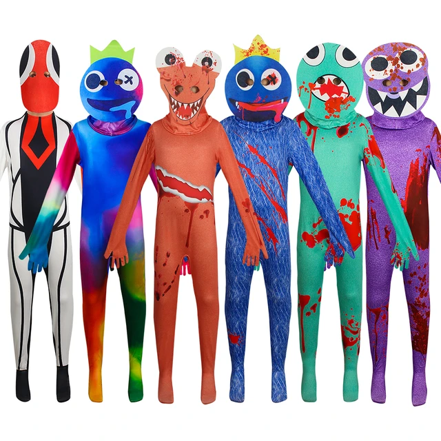 Rainbow Friends Costume Adult Kids Blue Cosplay Horror Game Halloween  Jumpsuit