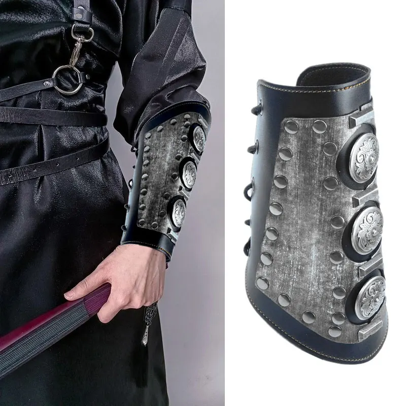 

1/2PC Vintage Medieval Wristband Cosplay Prop Faux Leather Wide Bracer Lace Arm Armor Cuff String Steampunk Wristband Bracelet
