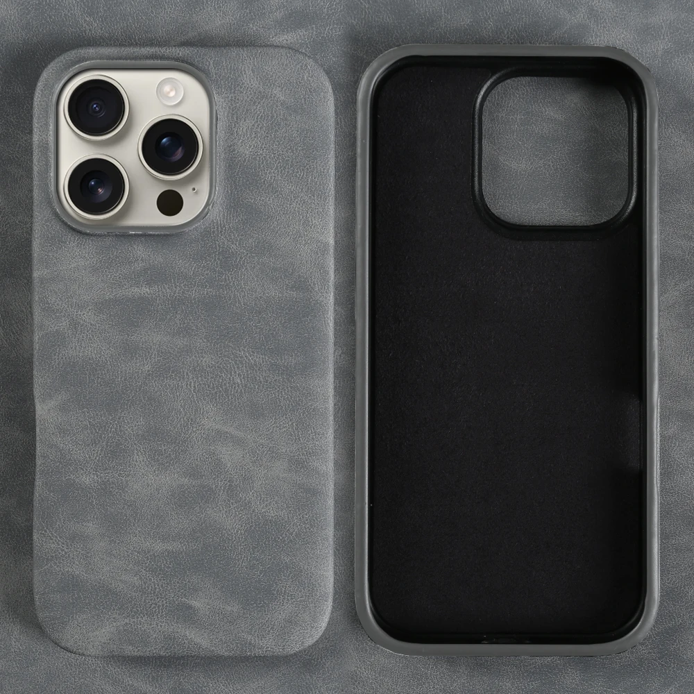 Luxurious Leather Phone Case - Skin Feel, Shockproof, Solid Color Back Cover