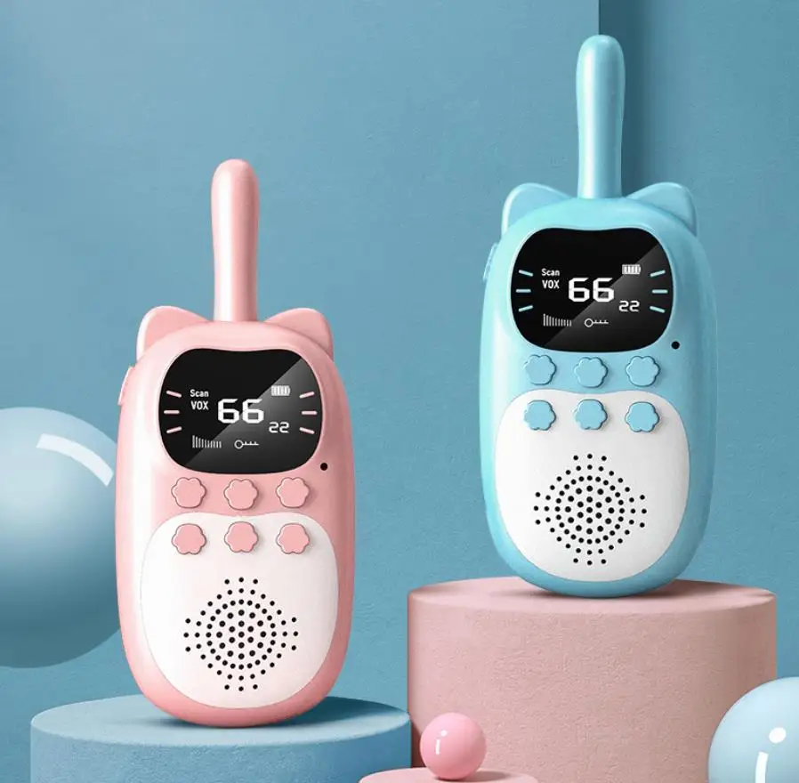 2 pz bambini Walkie Talkie ricaricabile 1000mAh palmare 0.5W 3km Radio ricetrasmettitore interfono per bambini giocattoli regali di compleanno