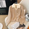 New 2025 Autumn Winter Design Splicing Slim Women Knitted Cardigan Sweater Jacket Fashion Fake Two Items Loose Ladies Top 1