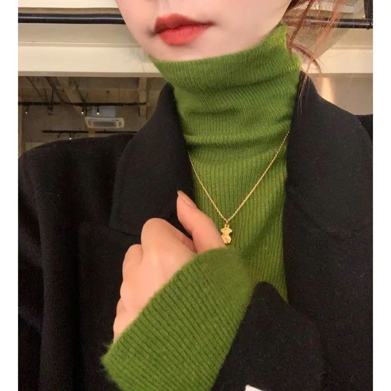 

Turtleneck Knitted Sweaters Long Sleeve Pullover Korean Fashion Slim Luxury Brand Women Clothing Tops Coats Sweater Mujer New