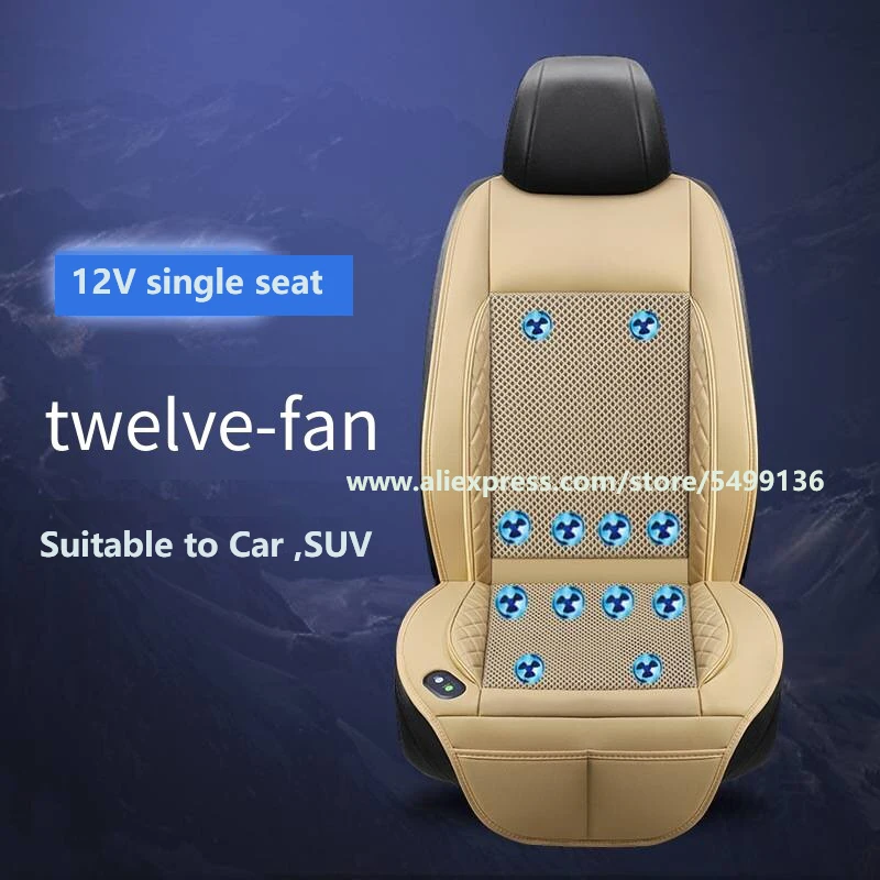DC12V 24V 차량용 3D 스페이서 여름용 시원한 에어 시트 쿠션 (2USB 포트, 24개 팬, 빠른 송풍 환기 시트 쿨링 패드)