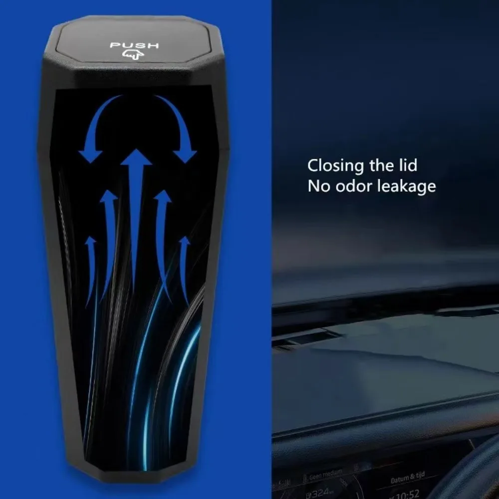 Mini Car Garbage Can Portable Trash Bin With Lid Hanging Mini Vehicle Garbage Organization Leak Proof Bin Auto Accessories