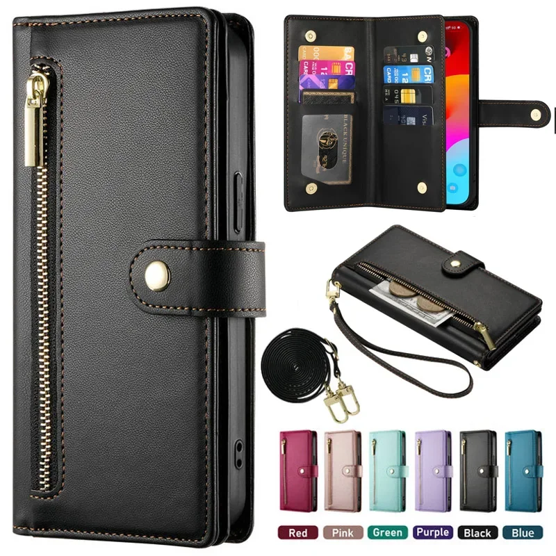 Luxury Zipper Leather Flip Case with Magnetic Closure