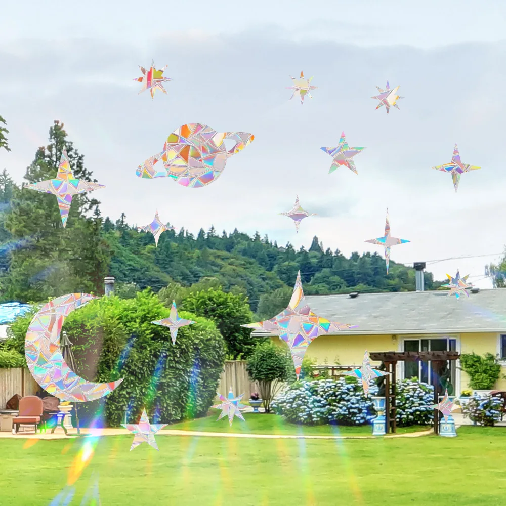 Rainbow Suncatcher Window Stickers PVC Cat Butterfly Ghost Prism Glass Wall Sticker Home Bedroom Decoration Self Adhesive Decal