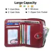 Women Vintage Oil Wax Leather Short Wallet Zipper Small Coin Pouch Two-fold Hasp Mini Purse Card Holder Ladies Fashion Clutch 5