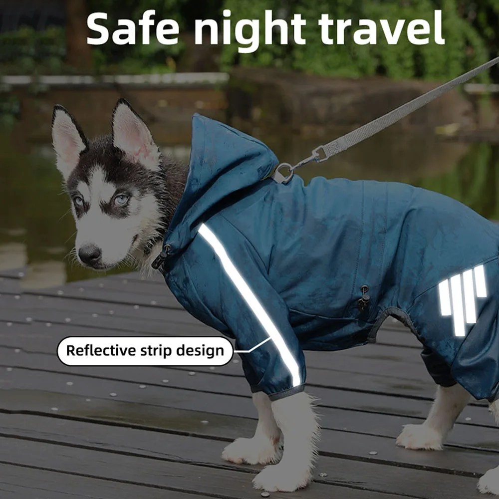 Manteau De Pluie Pour Chiens - Imperméable Avec Capuche Harnais Et Bandes Reflechissantes 2xl