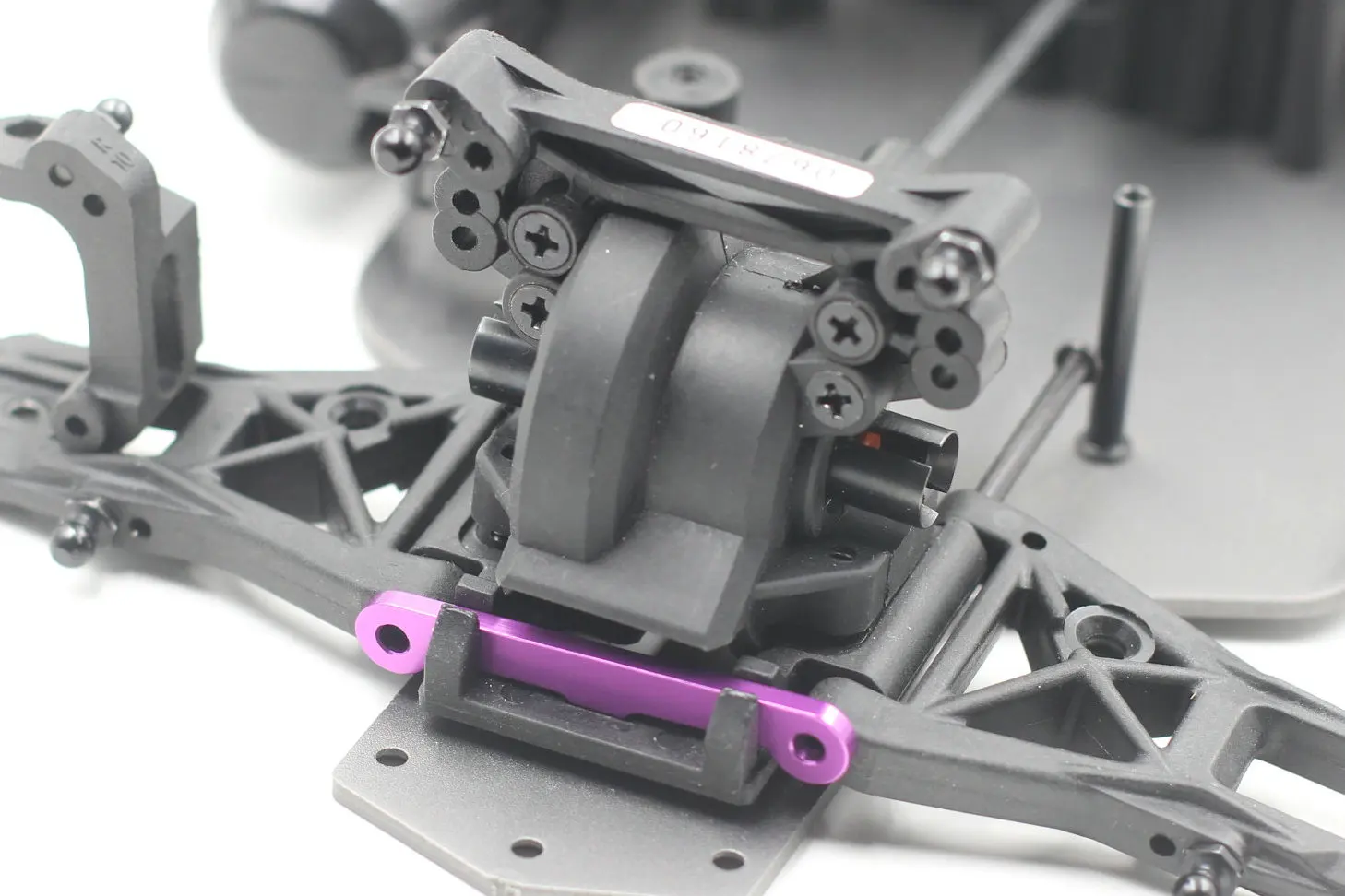 GTBRacing HPI RS4 3 EVO CNC-Aluminiumlegierungs-Stützarmstrebe, Upgrade-Teil (Silber/Lila) – Detail 2