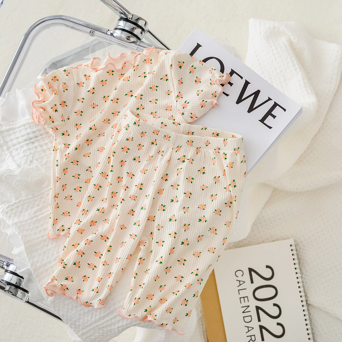2022 Summer Baby Girls Clothes Set Kids Bear Strawberry Home Clothes Tops+shorts 2pcs Suit Children's Korean Clothing Suits baby girl cotton clothing set