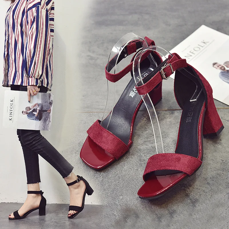 Women 2022 Summer Fashion Sandals Medium High Heel Block Heel Sandals Outdoor Fashion Sandals Women Heels Plus Size 33-41