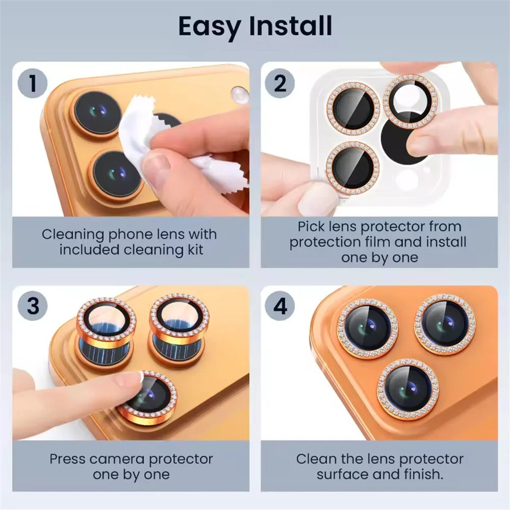 Diamond Glitter Camera Lens Protector with Metal Ring