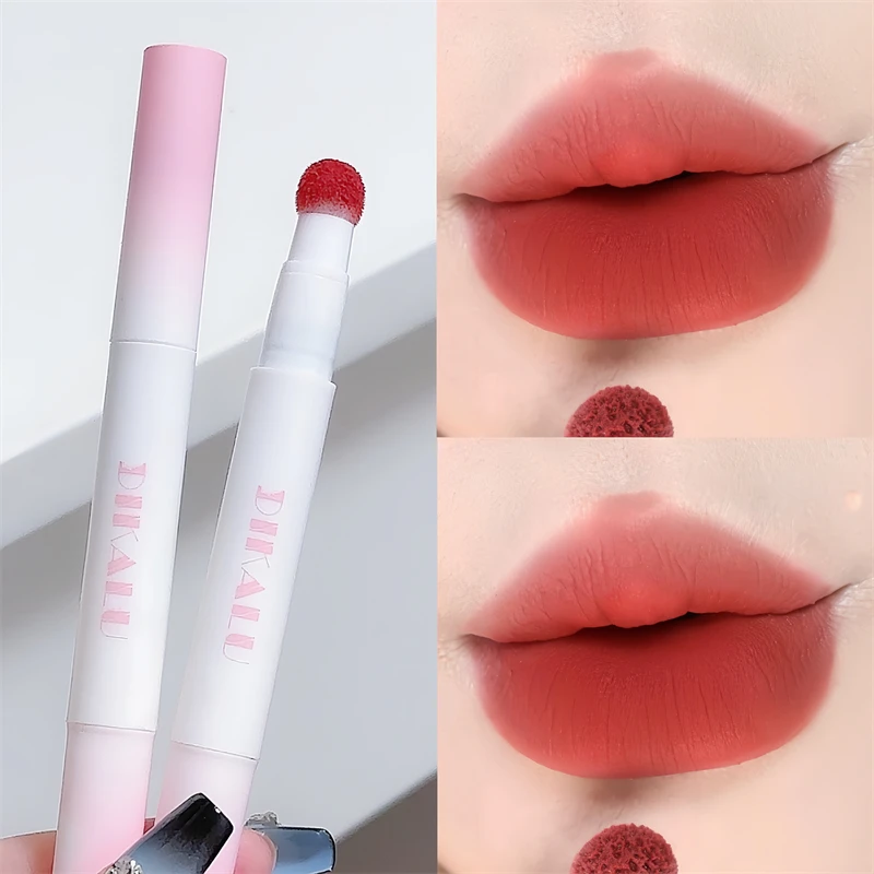 DIKALU Lip Powder Cream Air Cushion Lip Cream Matte Lip Glaze Mouth Red Lip Mud Non-fading Non-stick Cup Feminine White Brick Re 4