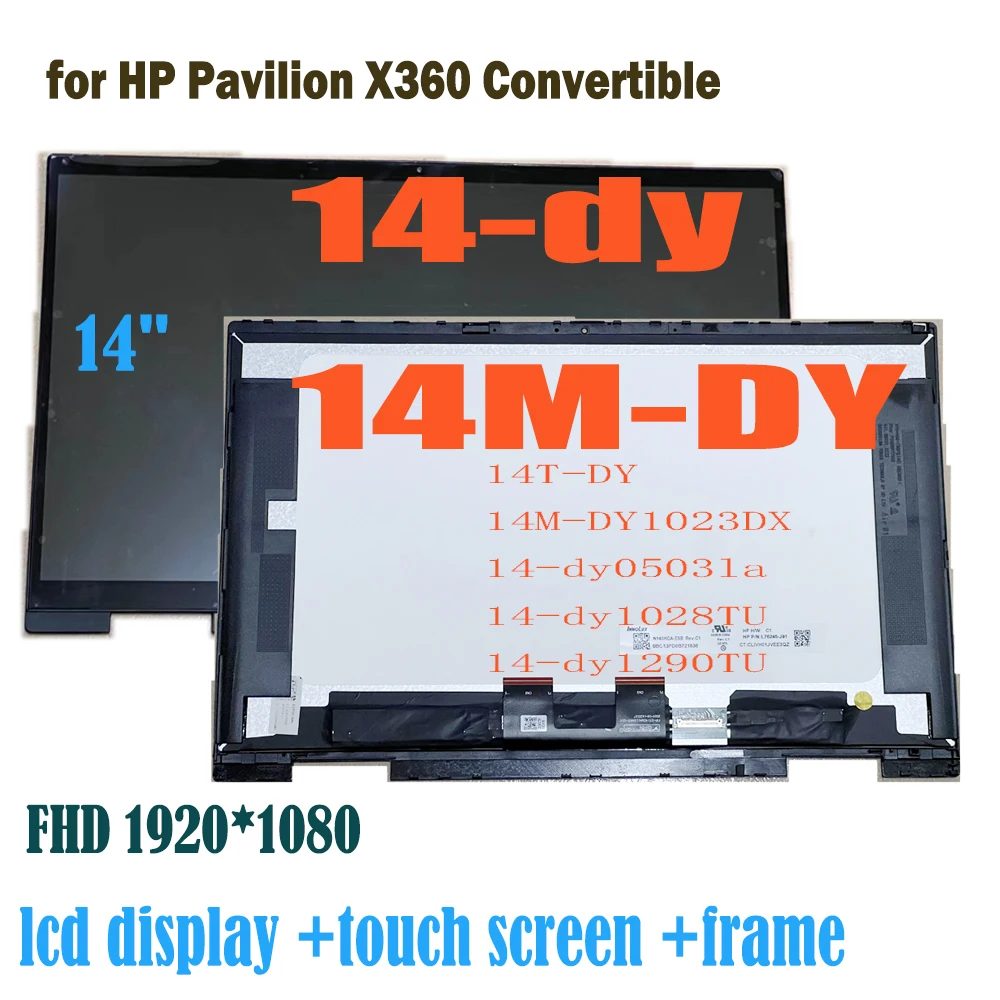 Lcd Fhd Da 14 "Per Hp Pavilion X360 Convertibile 14-Dy 14M-Dy 14T-Dy Display Lcd Muslimex Touch Screen Digitizer Assembly Frame
