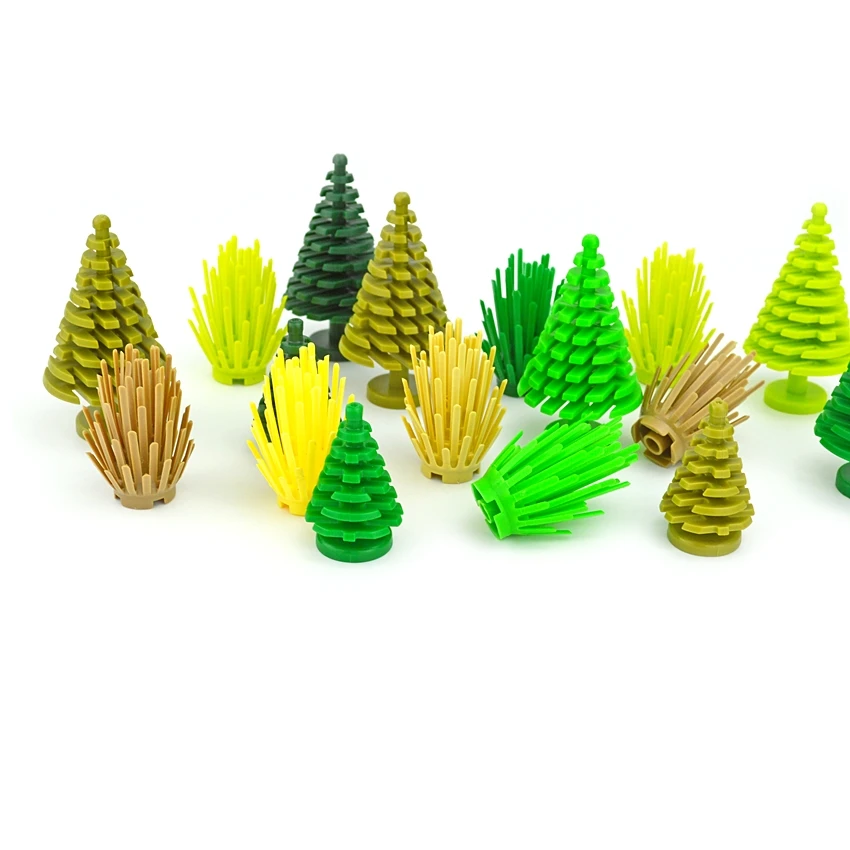 City House Accessories MOC Bricks 3471 2435 6064 Plant Tree Pine Prickly Bush 2x2x4 Green Grass Building Bricks building blocks construction blocks Creative Toys